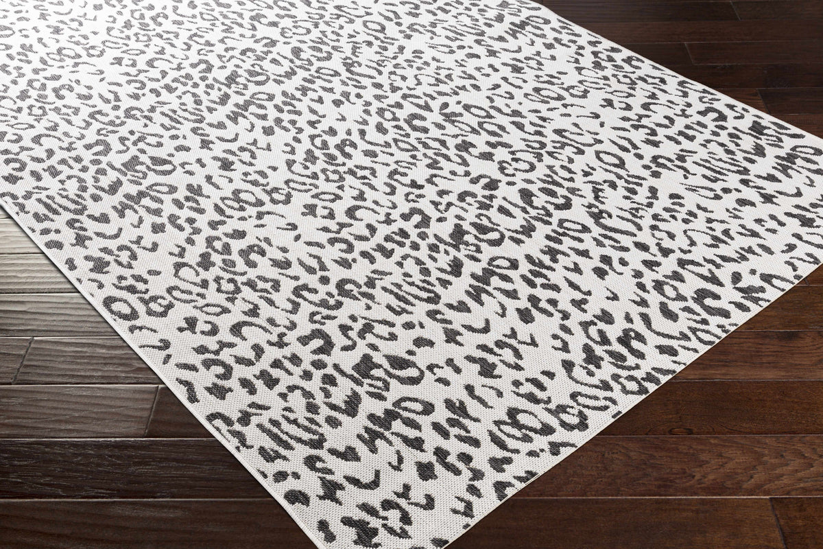 Alderbury White Leopard Print Outdoor Rug