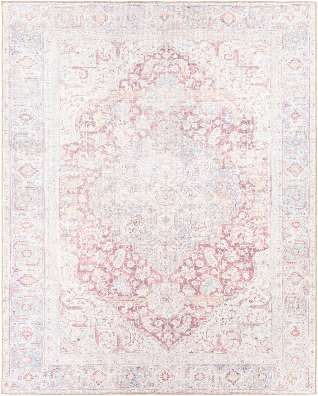 Cream Rust Leeston Washable Rug - Clearance