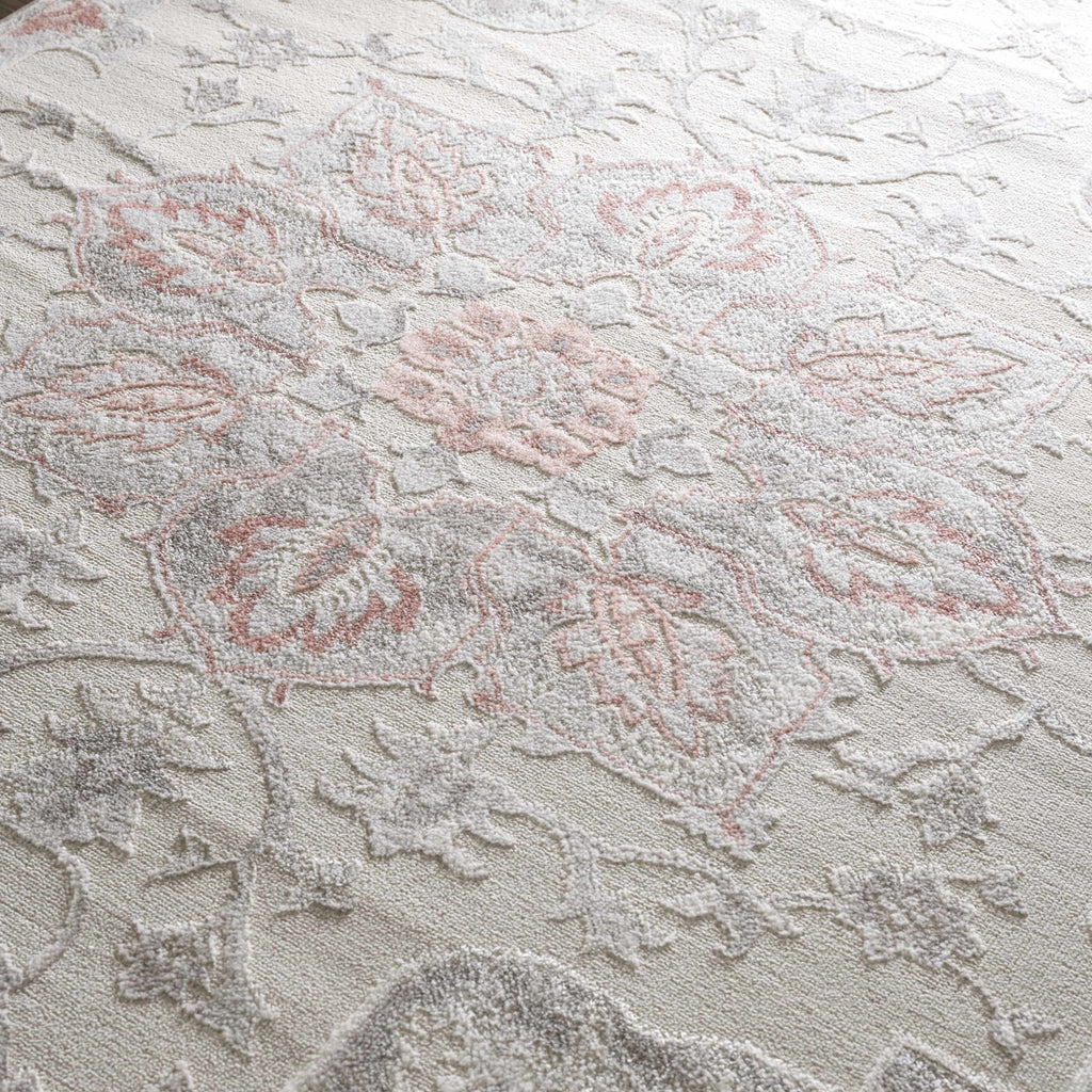 Calum Pink Floral Thick Area Rug - Clearance