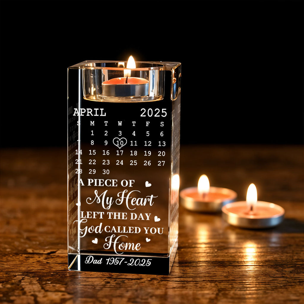 A Piece Of My Heart - Personalized Engraved Crystal Candle Holder