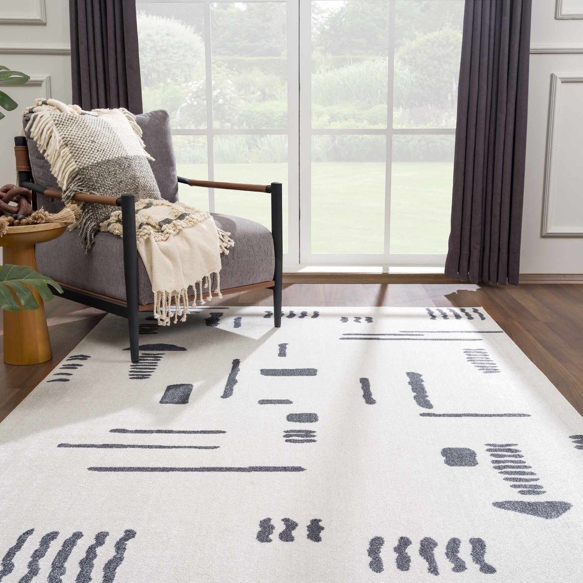 Eitan Gray Washable Area Rug - Clearance