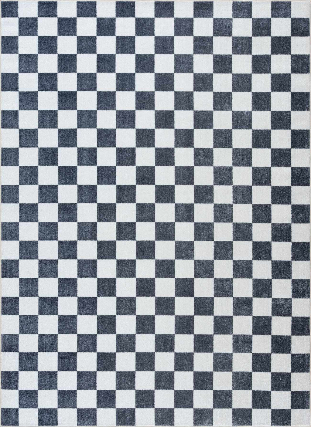 Imaran Antrasit Cream Checkered Washable Area Rug