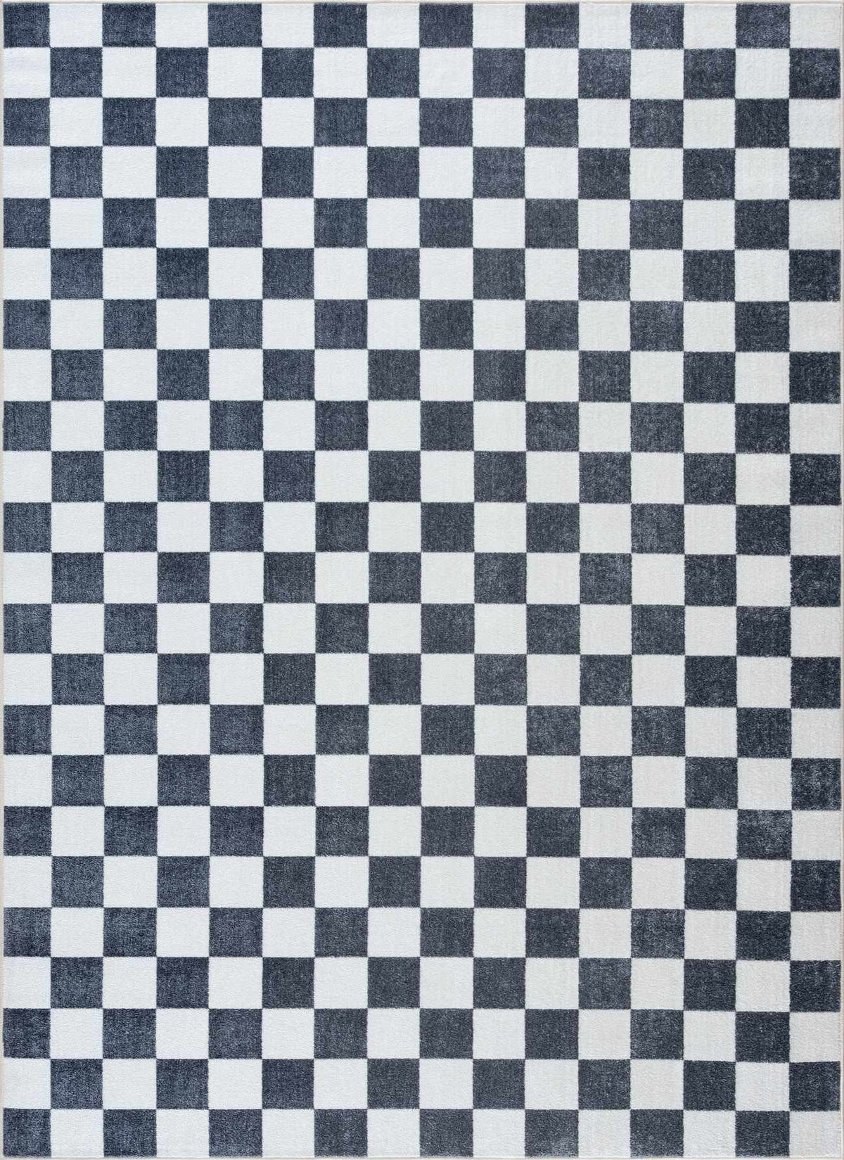Imaran Antrasit Cream Checkered Washable Area Rug