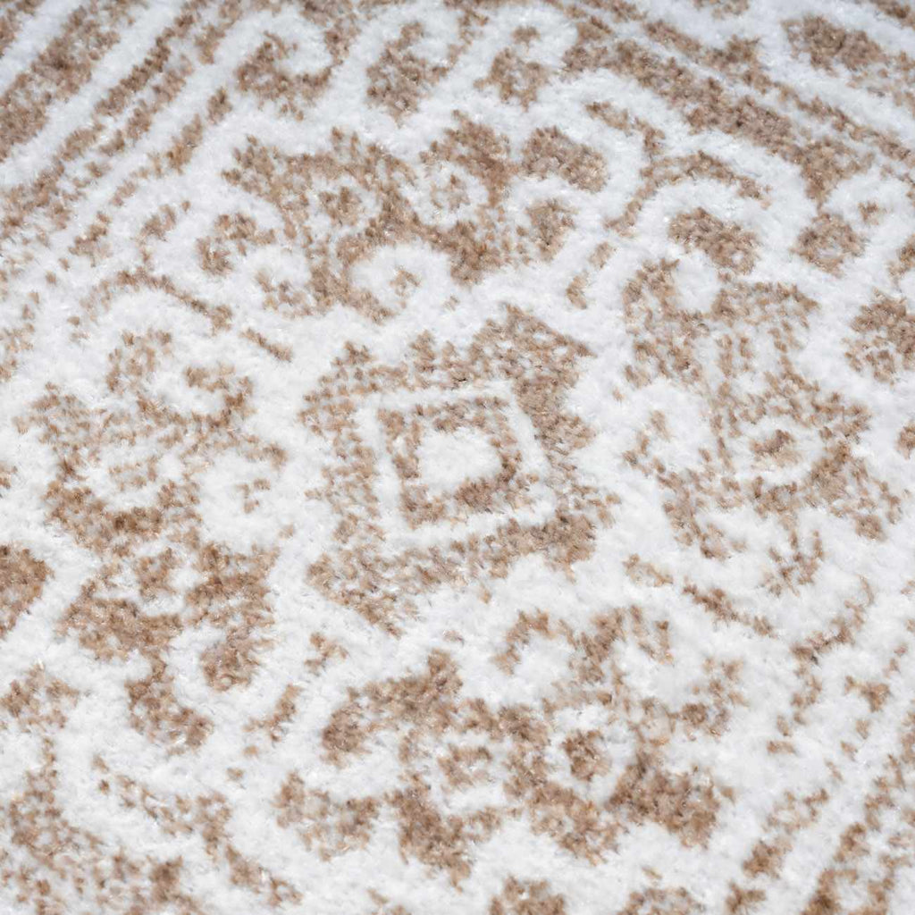 Dakari Light Brown Geometric Washable Area Rug