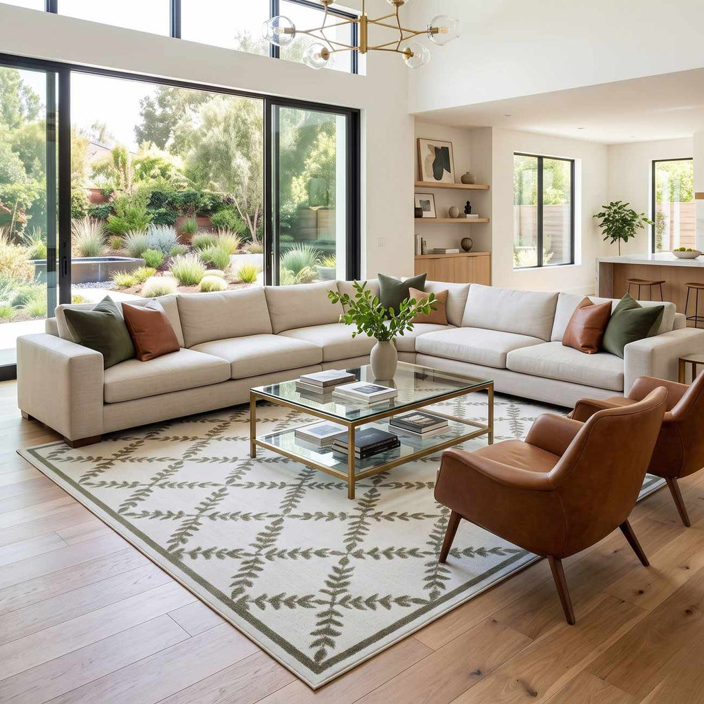 Donier Beige Geometric Washable Area Rug