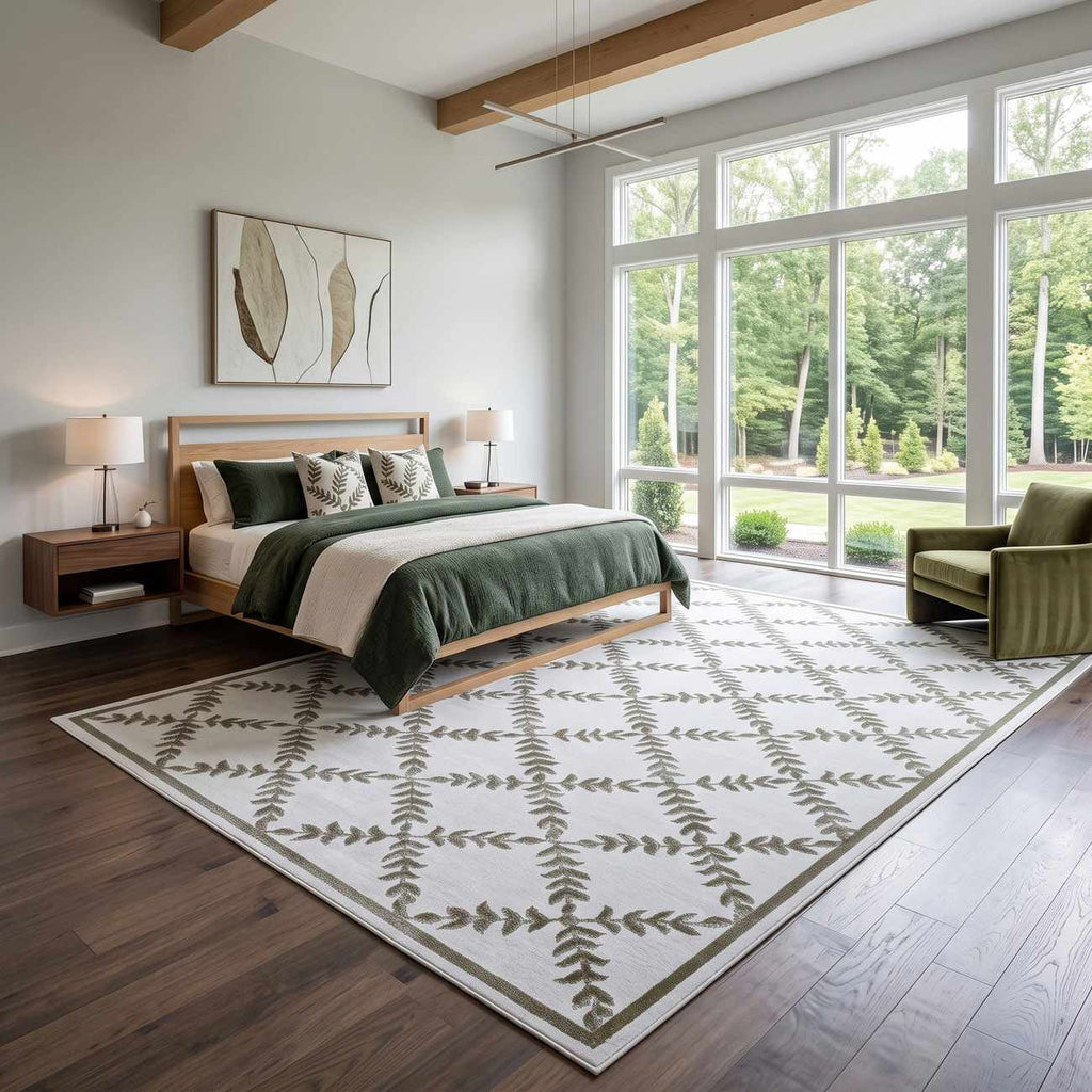 Donier Beige Geometric Washable Area Rug
