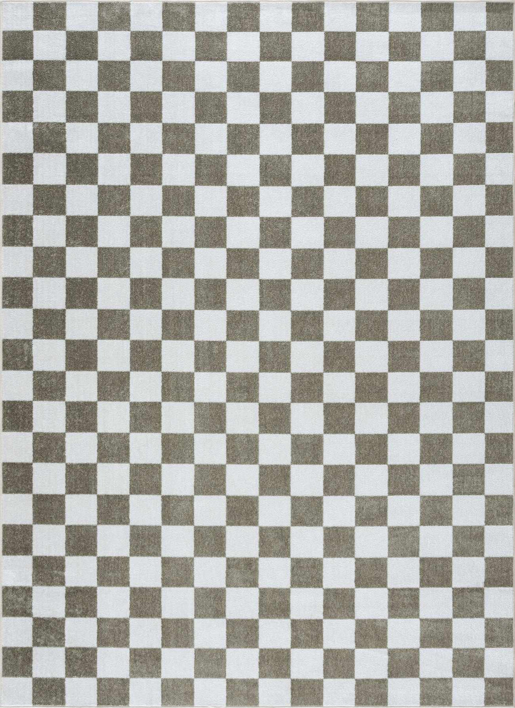 Imaran Cream Gold Checkered Washable Area Rug