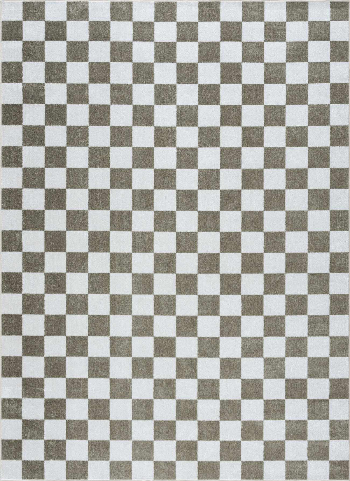 Imaran Cream Gold Checkered Washable Area Rug