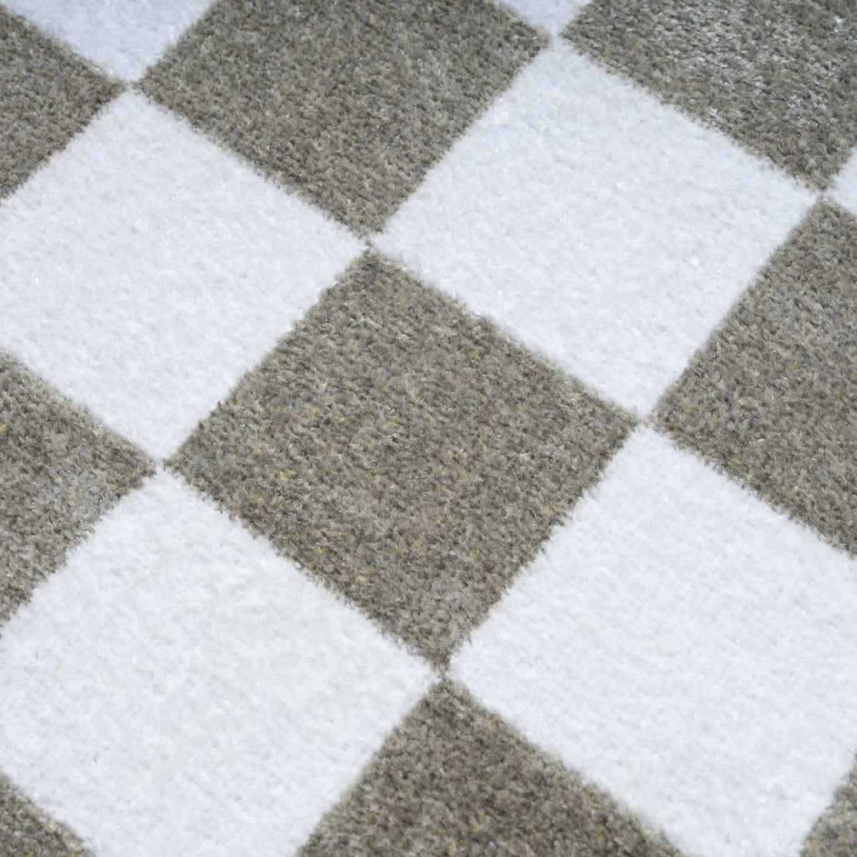 Imaran Cream Gold Checkered Washable Area Rug