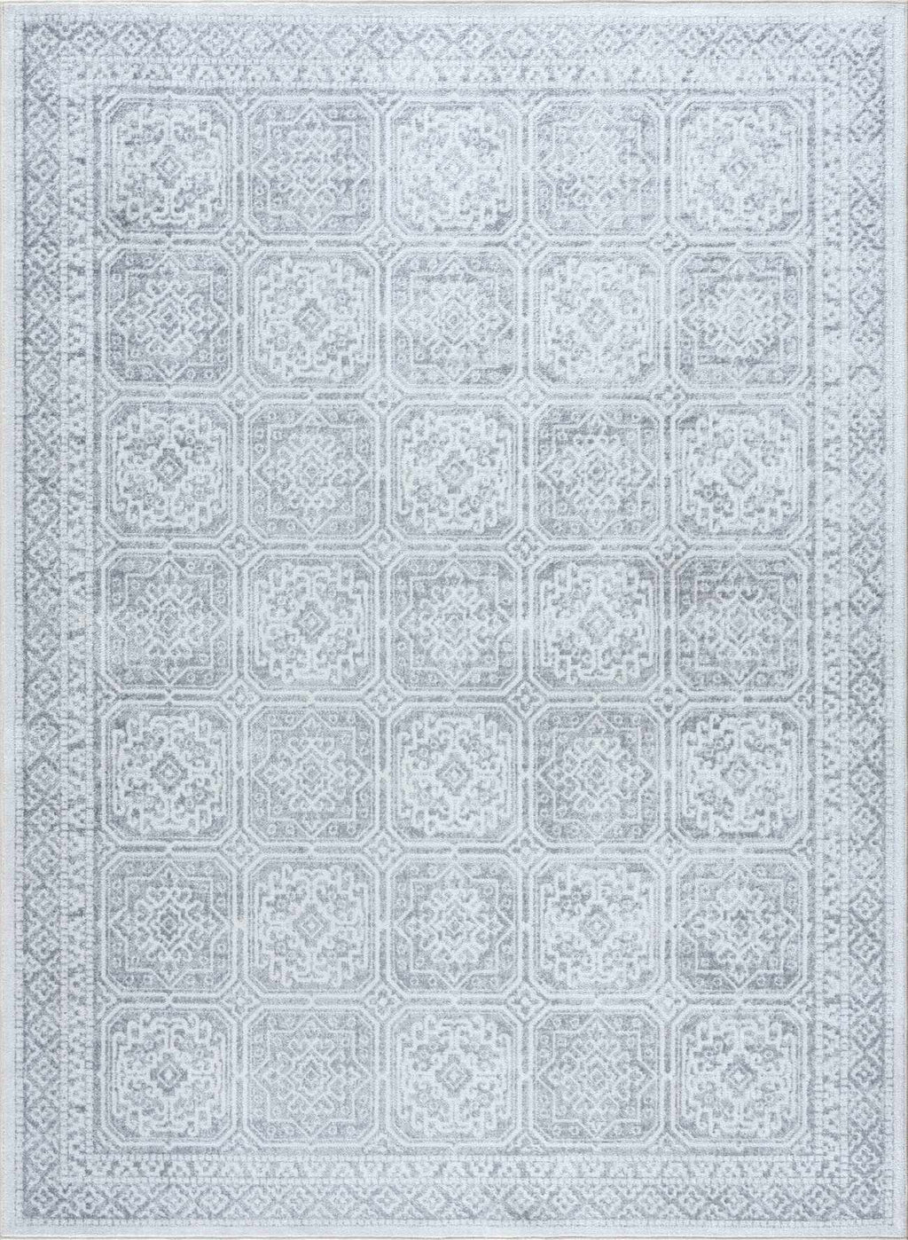 Dakari Gray Geometric Washable Area Rug