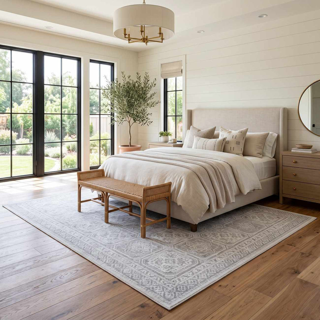 Dakari Gray Geometric Washable Area Rug