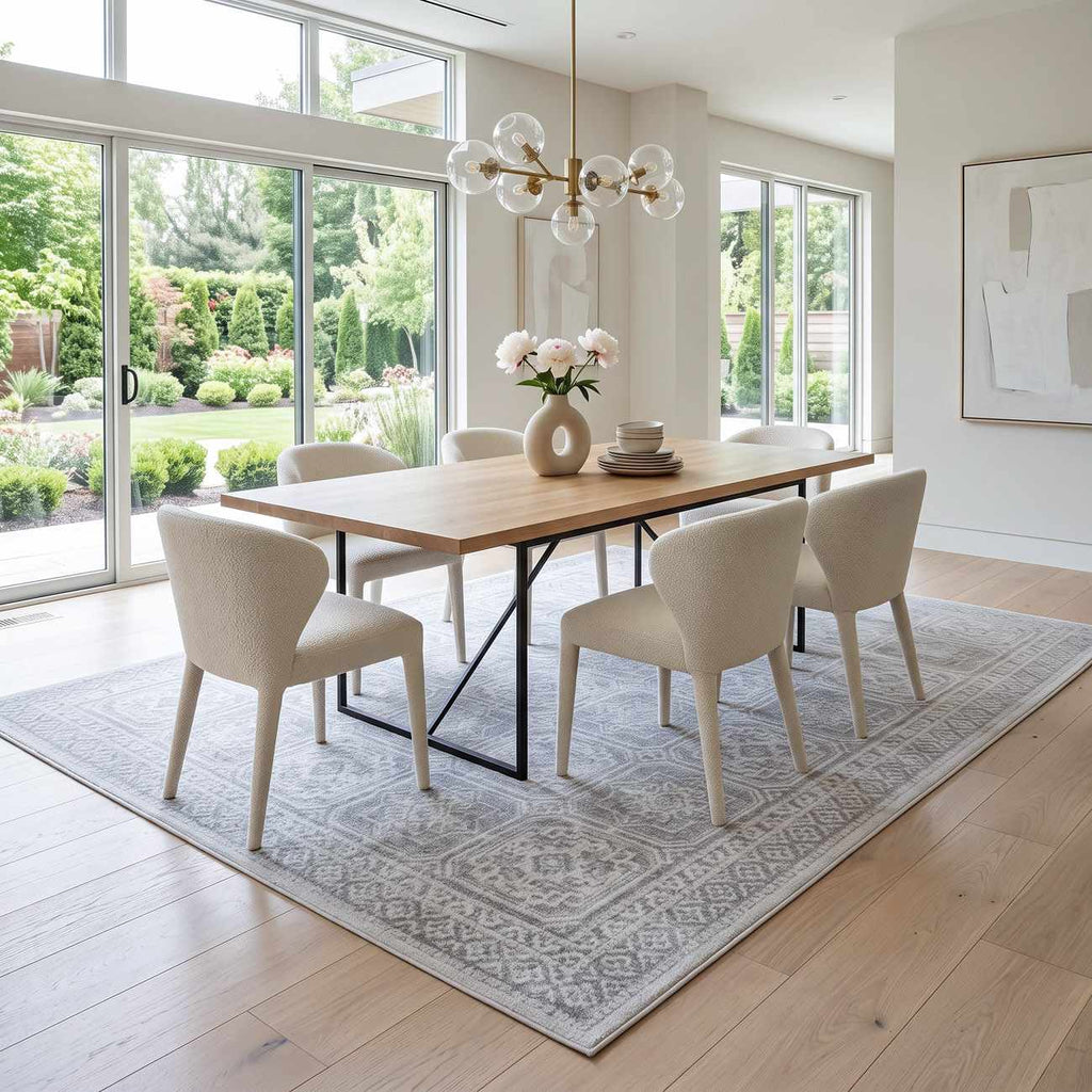 Dakari Gray Geometric Washable Area Rug