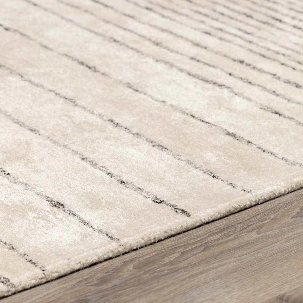 Ellisburg Striped Cream Faux Silk Rug - Clearance