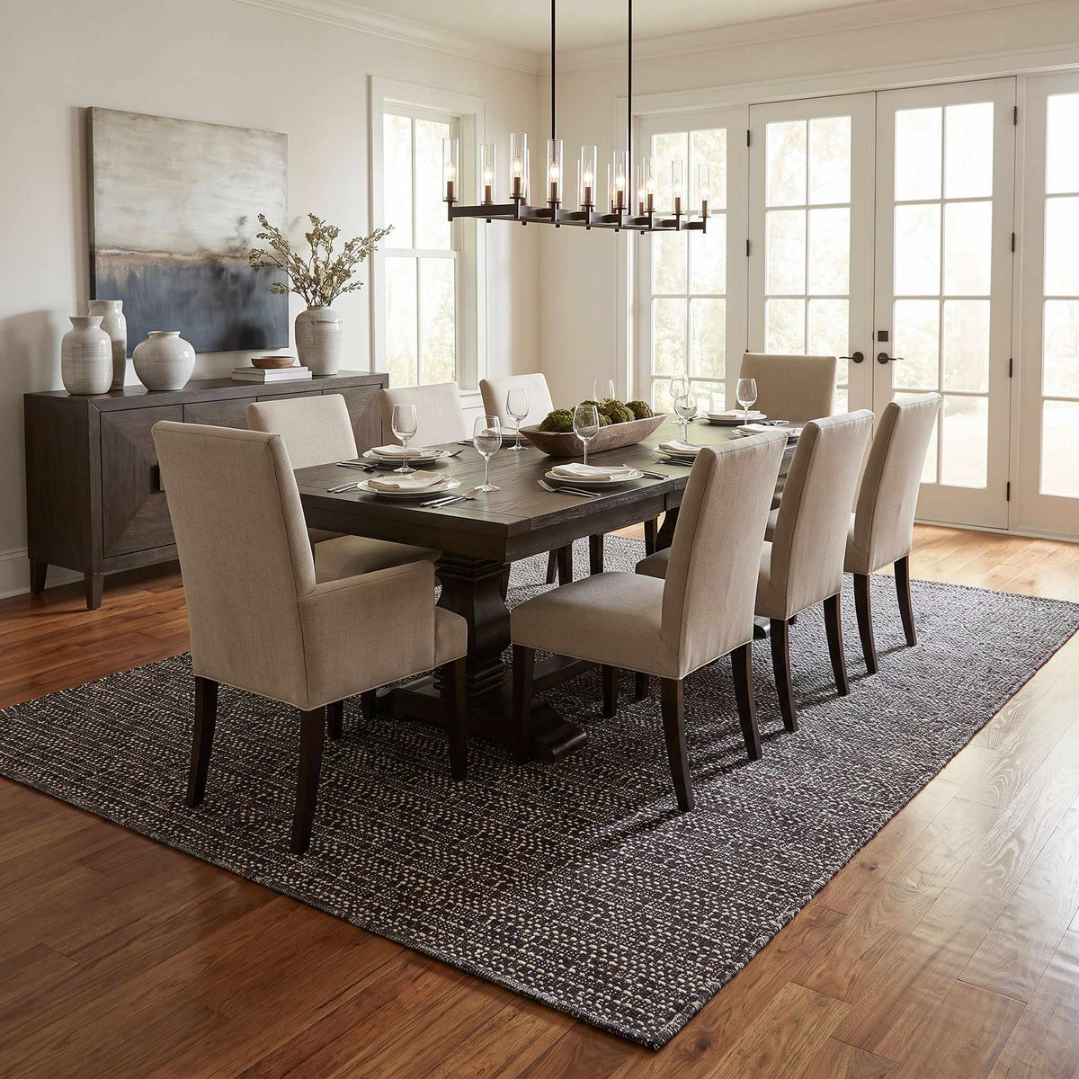 Nitumu Gray Traditional Coastal Outdoor Safe Machine Woven Area Rug