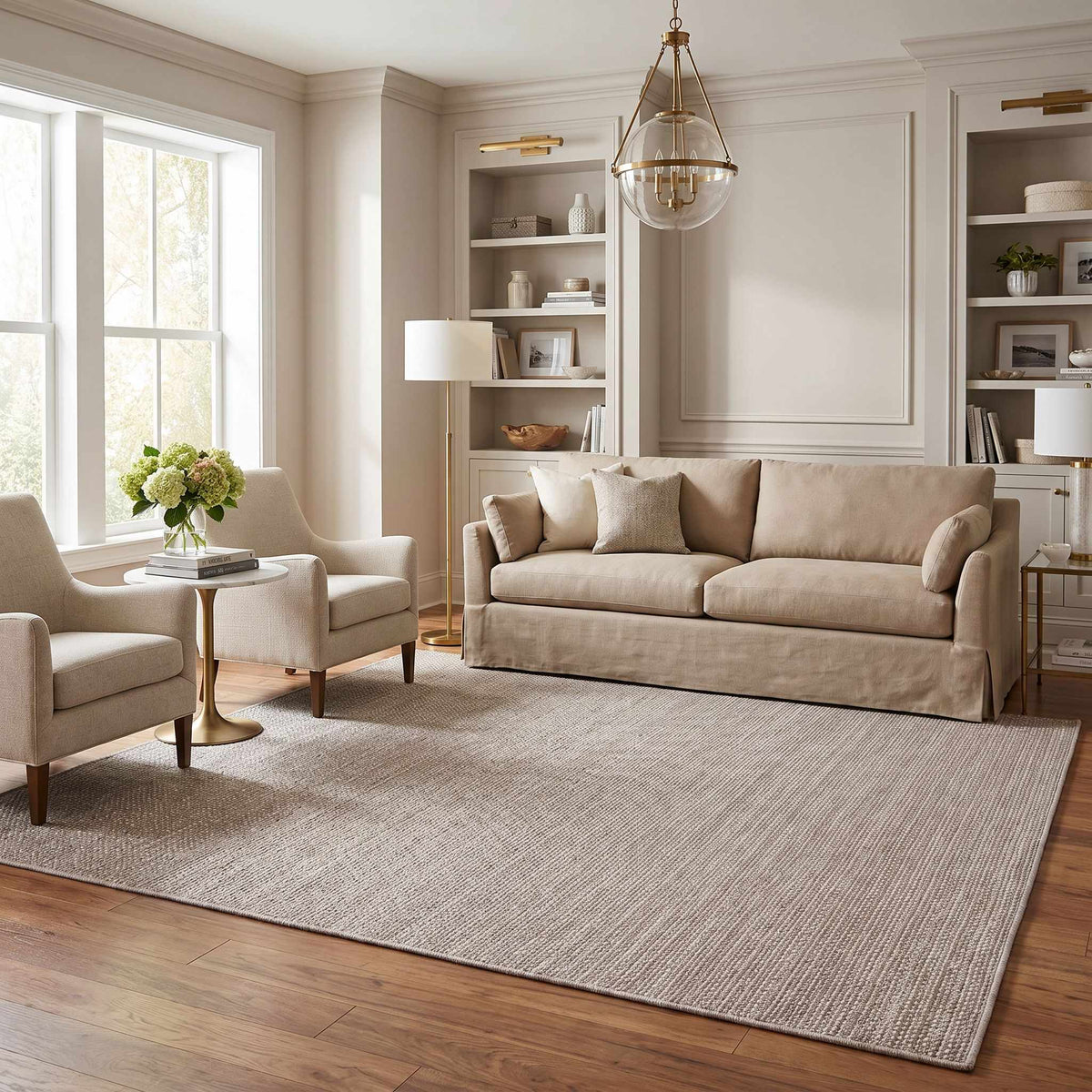 Nitumu Beige Traditional Coastal Outdoor Safe Machine Woven Area Rug