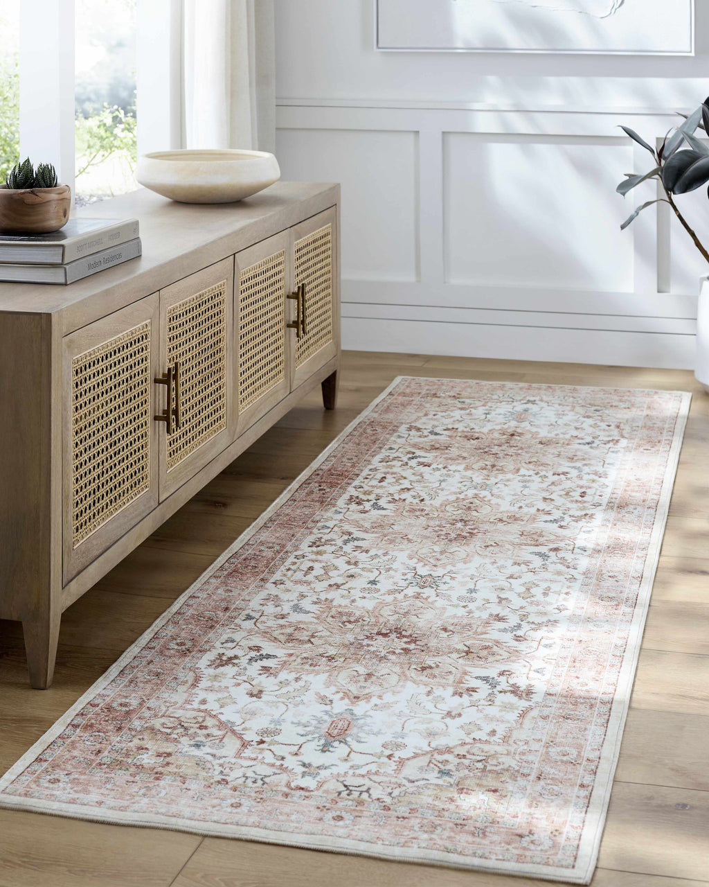 Lotan Pink Medallion Washable Area Rug - Clearance