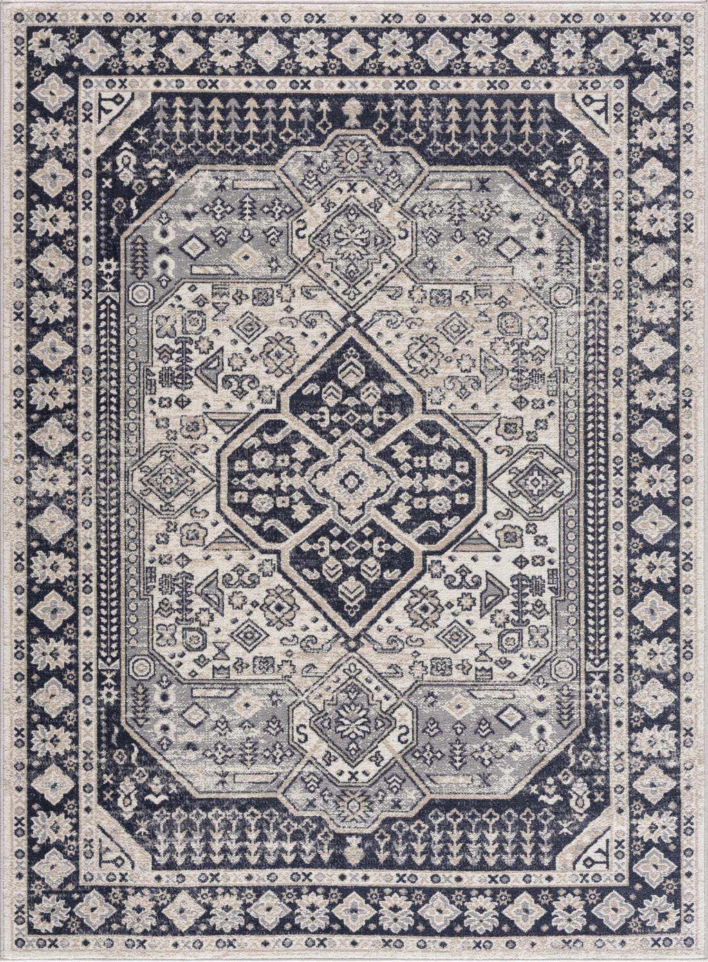 Cabacungan Cream & Gray Washable Area Rug - Clearance