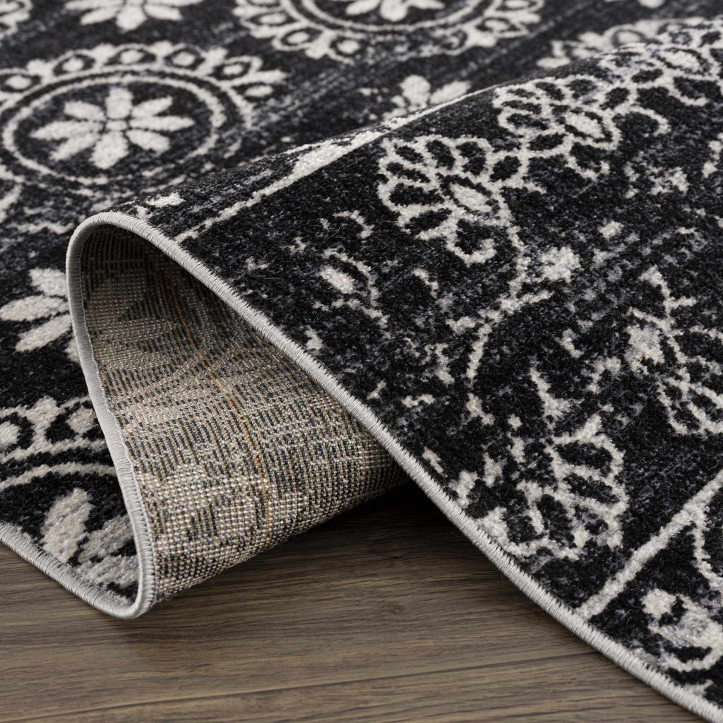 Kahraman Black & White Washable Rug - Clearance