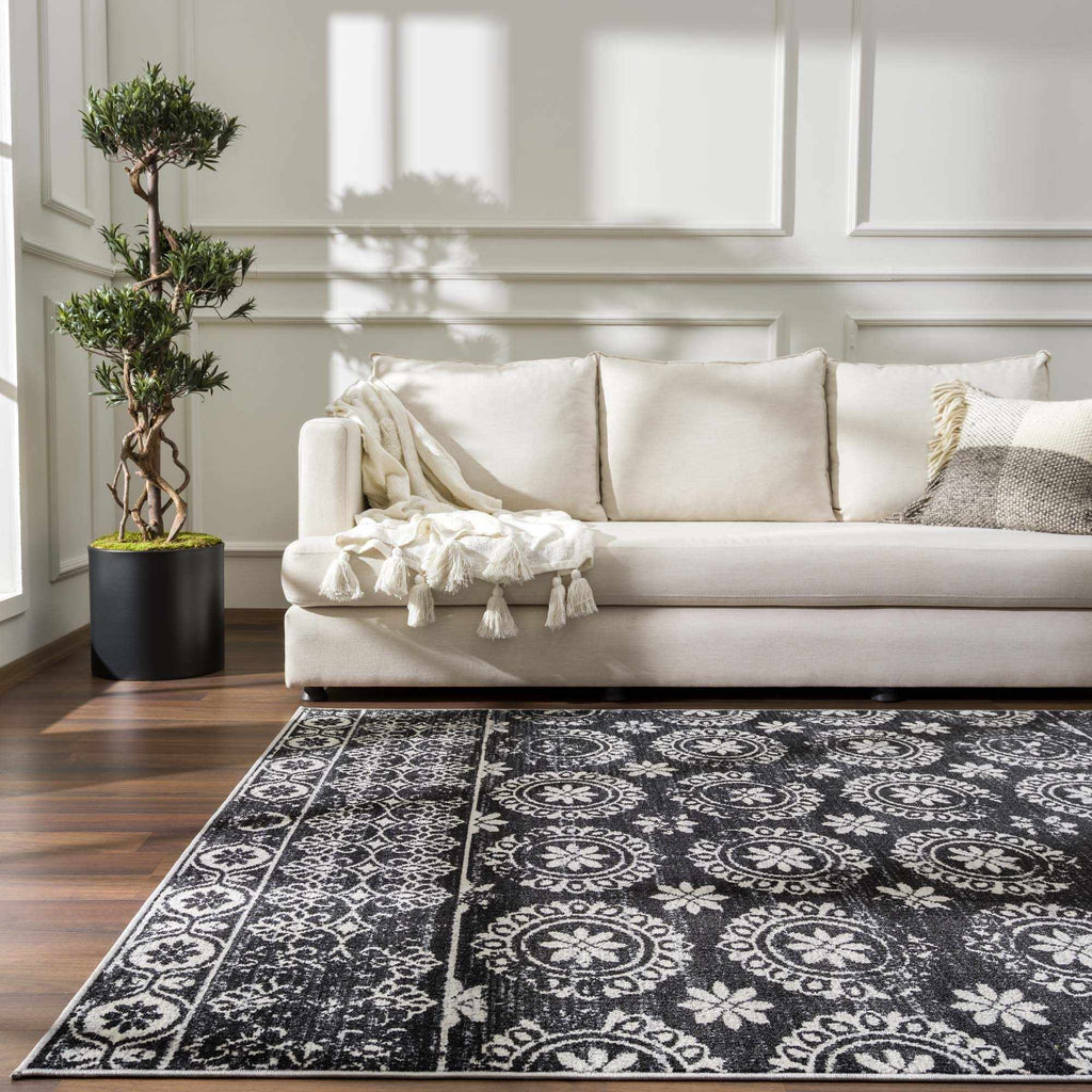 Kahraman Black & White Washable Rug - Clearance
