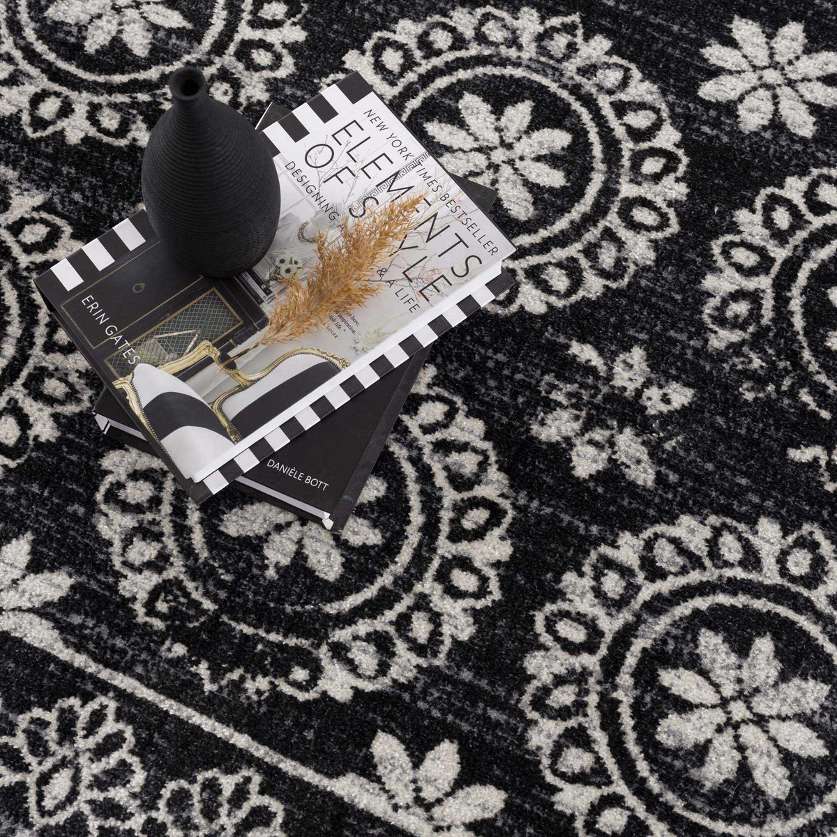 Kahraman Black & White Washable Rug - Clearance