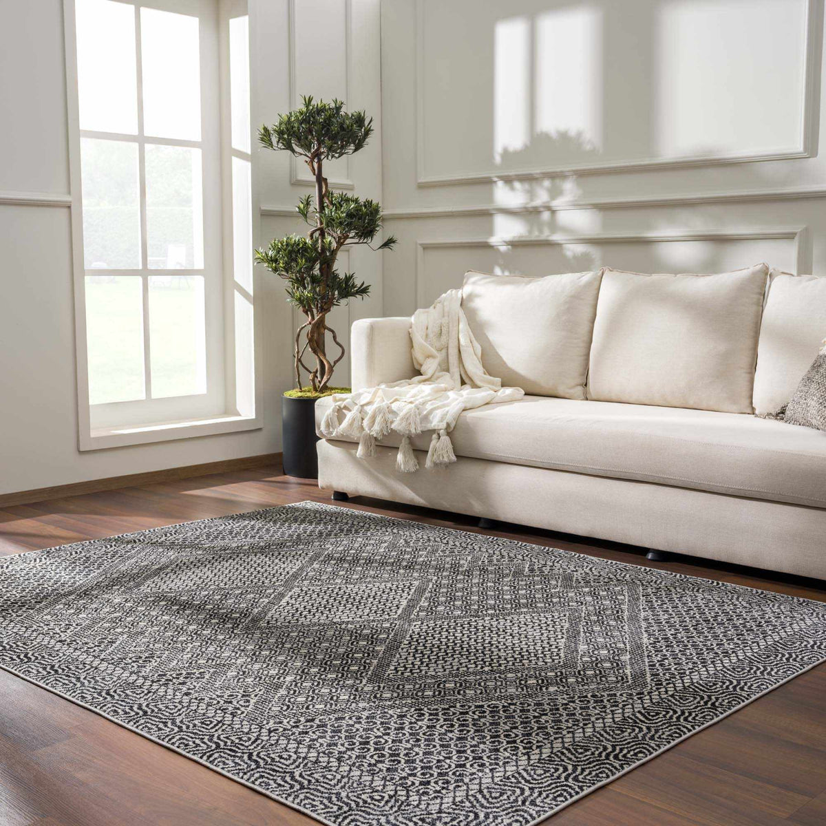 Coledale Black & White Washable Rug - Clearance