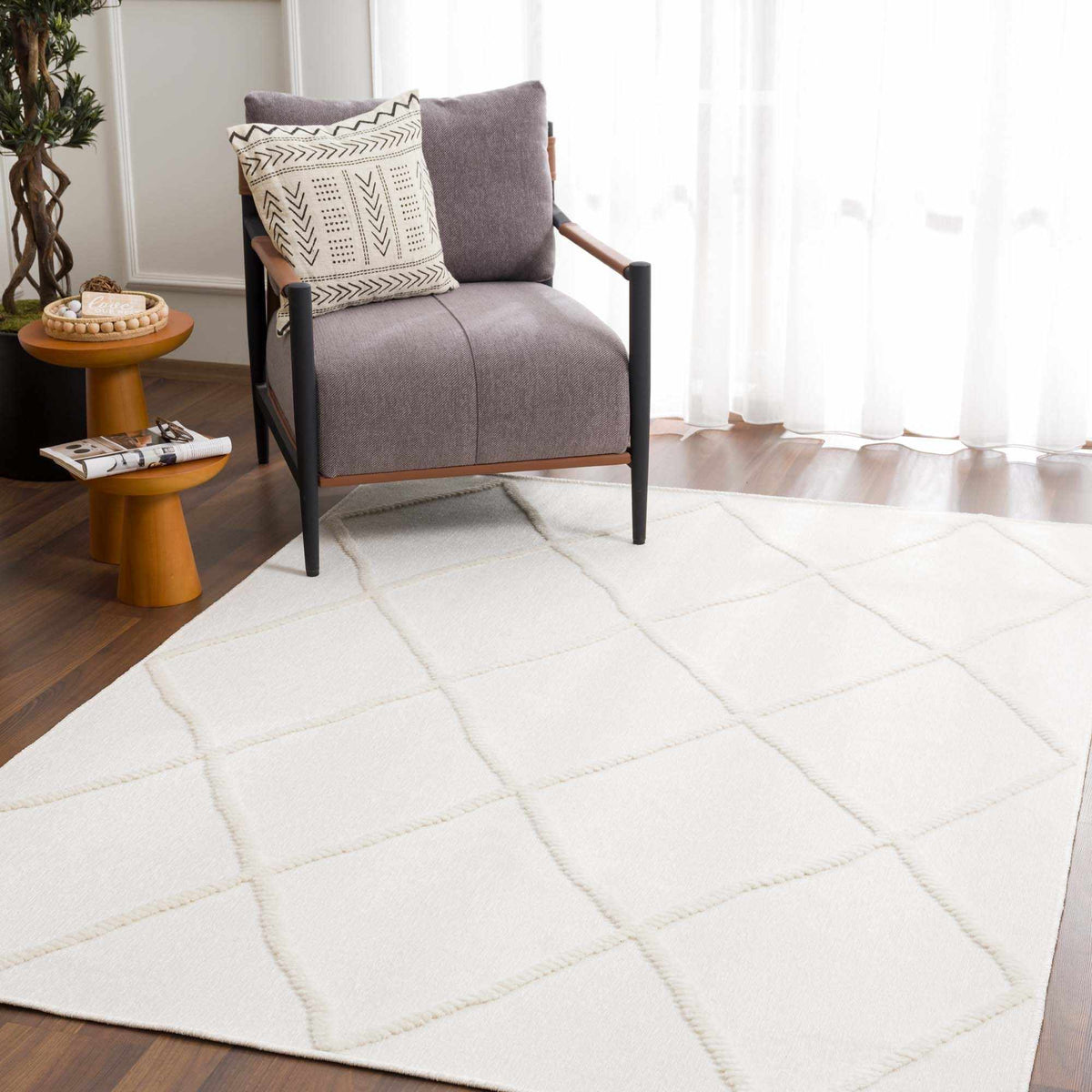 Amani White Washable Rug - Clearance