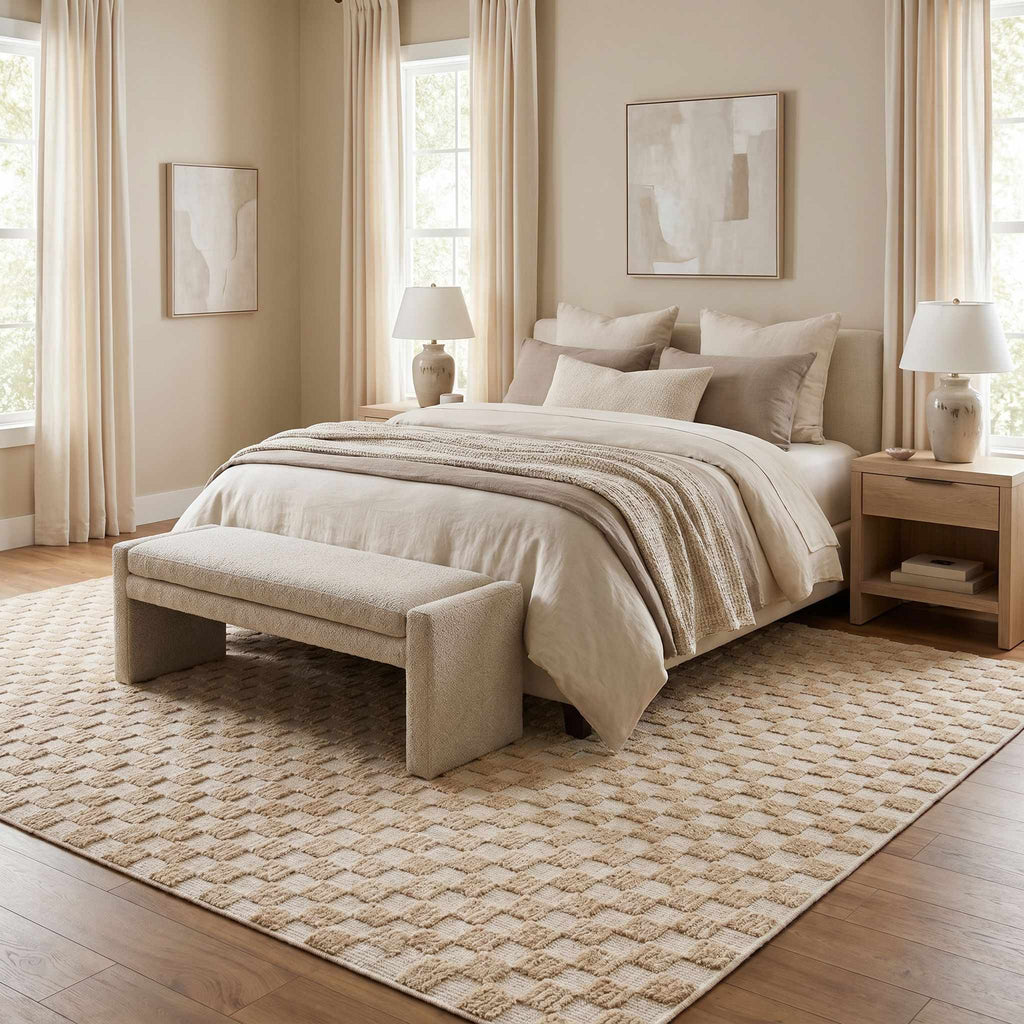 Anthea Beige Washable Area Rug