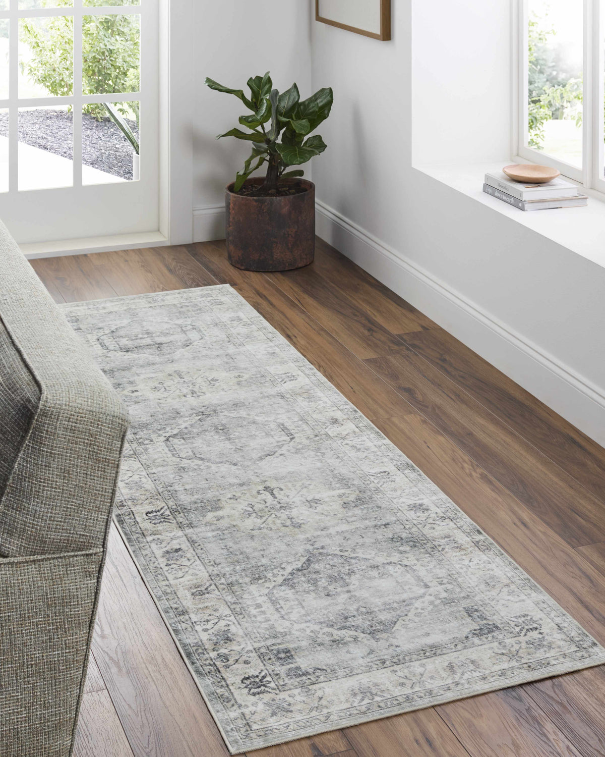 Laran Sage Distressed Washable Area Rug - Clearance