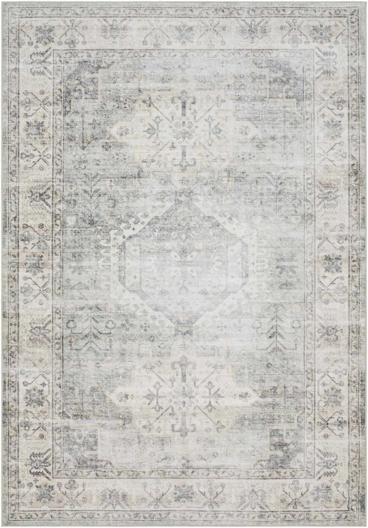 Laran Sage Distressed Washable Area Rug - Clearance