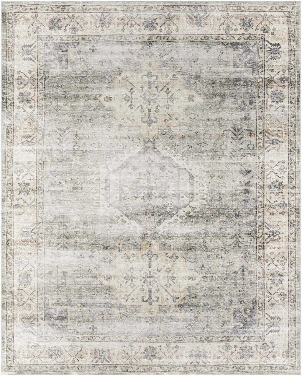 Laran Sage Distressed Washable Area Rug - Clearance
