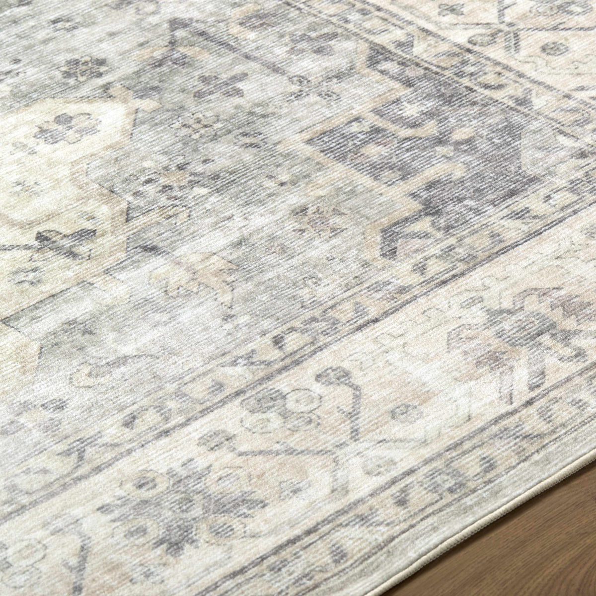 Laran Sage Distressed Washable Area Rug - Clearance