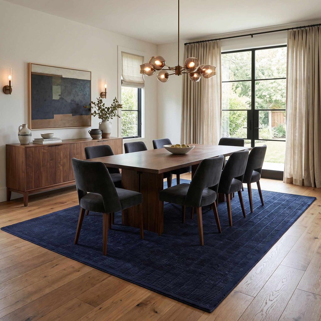 Jolene Navy Blue Contemporary Washable Area Rug