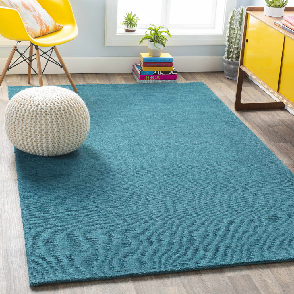 Brockton Solid Teal Wool Rug