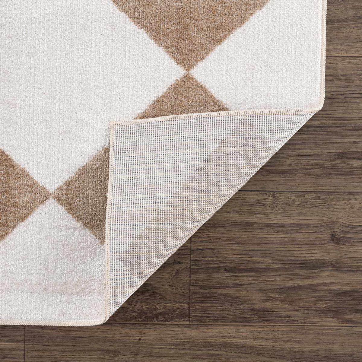 Ulric Brown Diamond Washable Area Rug