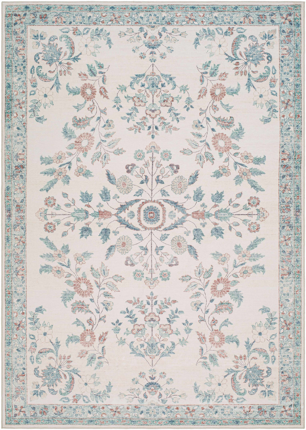 Meyly Pink & Green Washable Area Rug