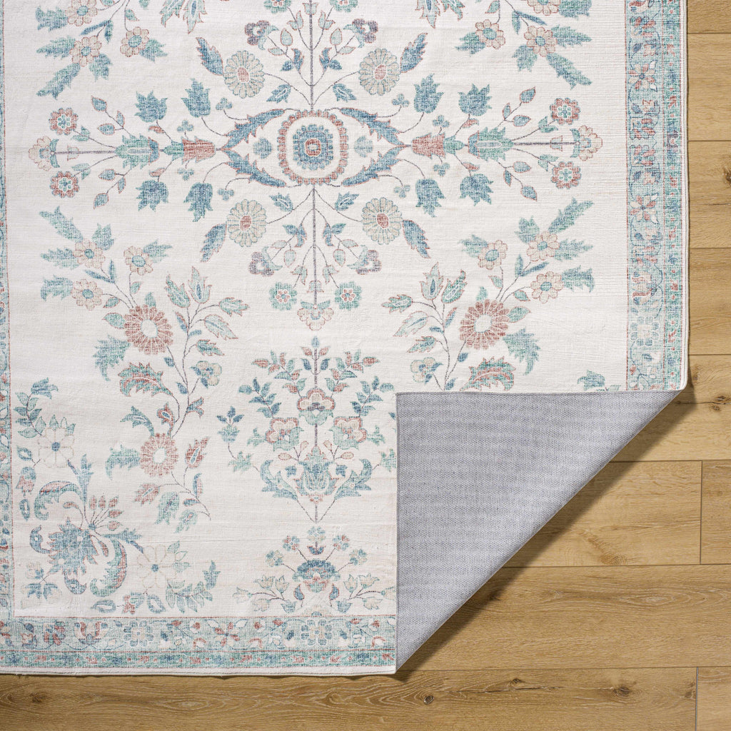 Meyly Pink & Green Washable Area Rug