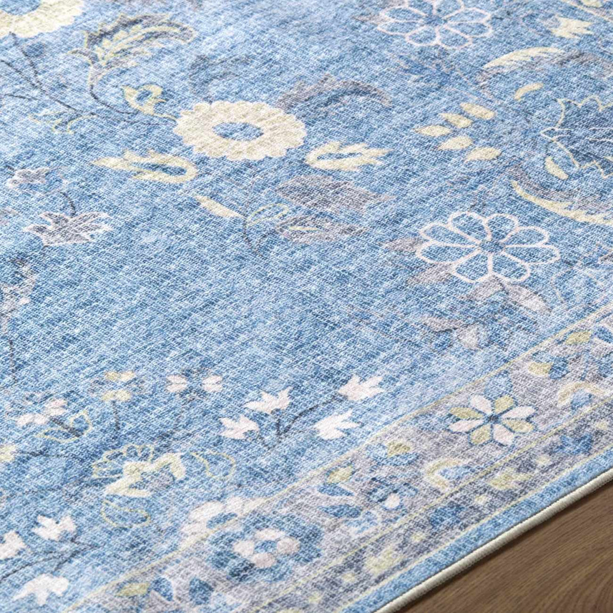 Meyly Blue Washable Area Rug