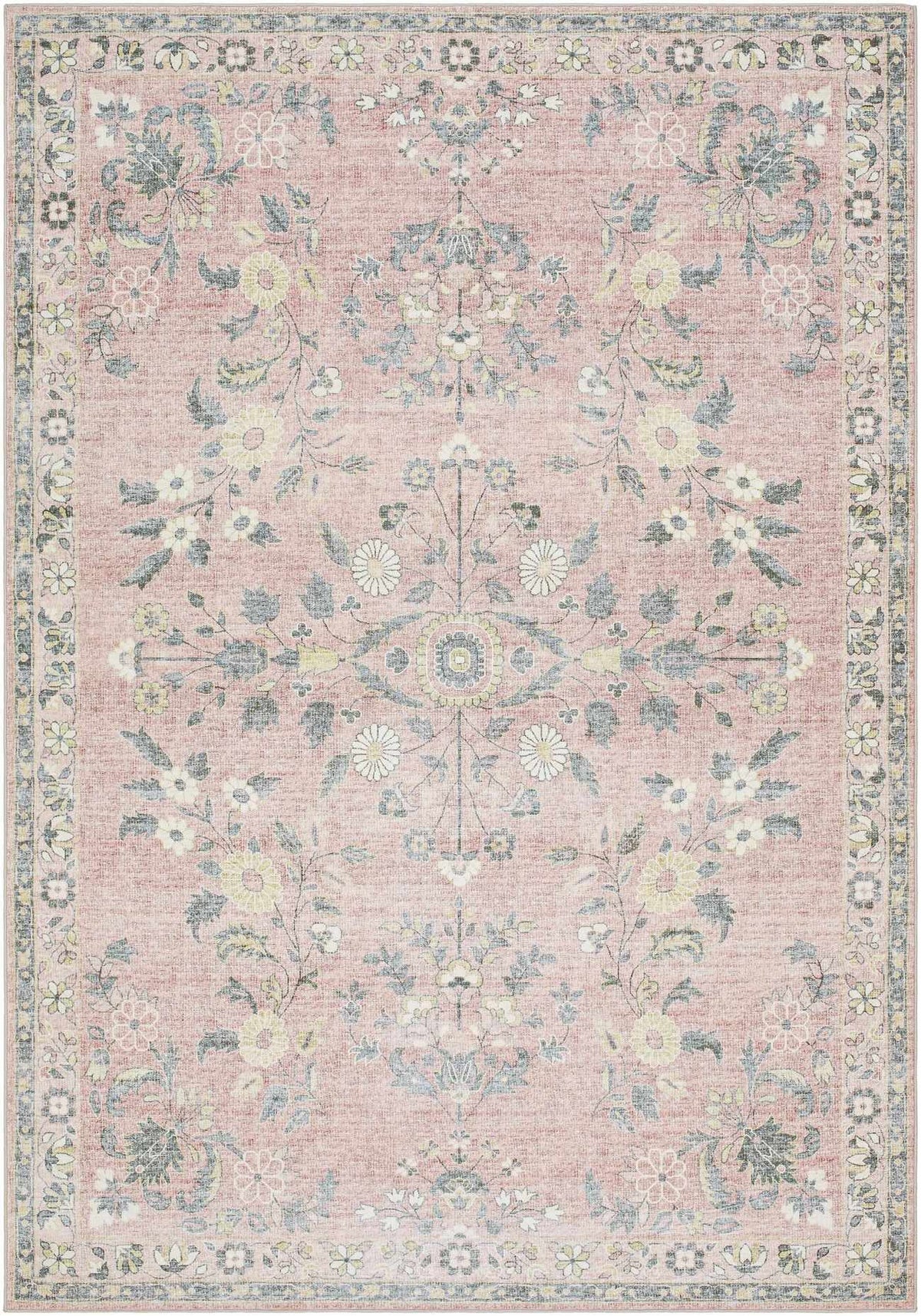 Meyly Pink Washable Area Rug