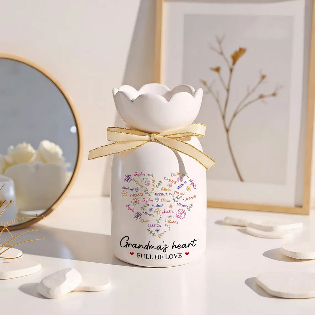 A Heart Full Of Love - Personalized Ribbon Tie Flower Vase