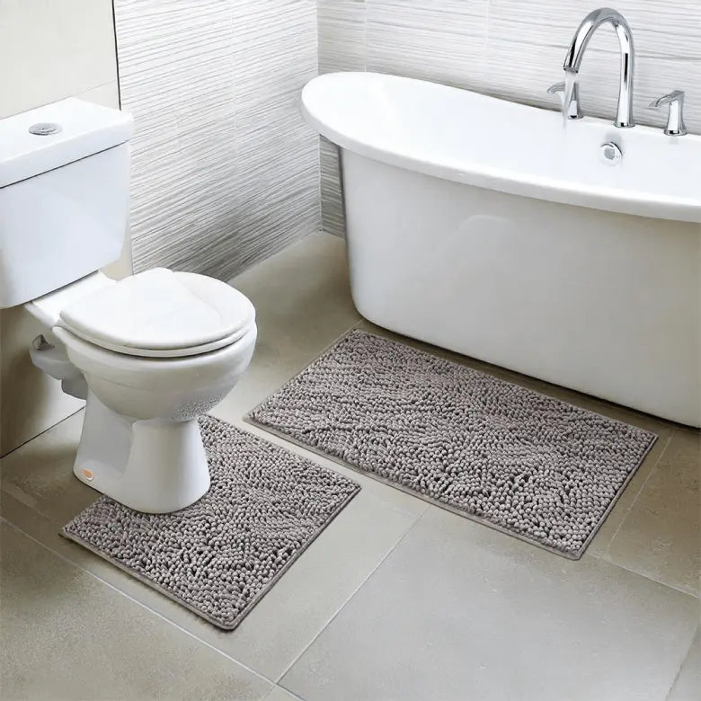 Muddy Mat® Bathroom Rugs set, Bath Mats (20”x30”) with U Shaped Toilet Mat (20”x20”)