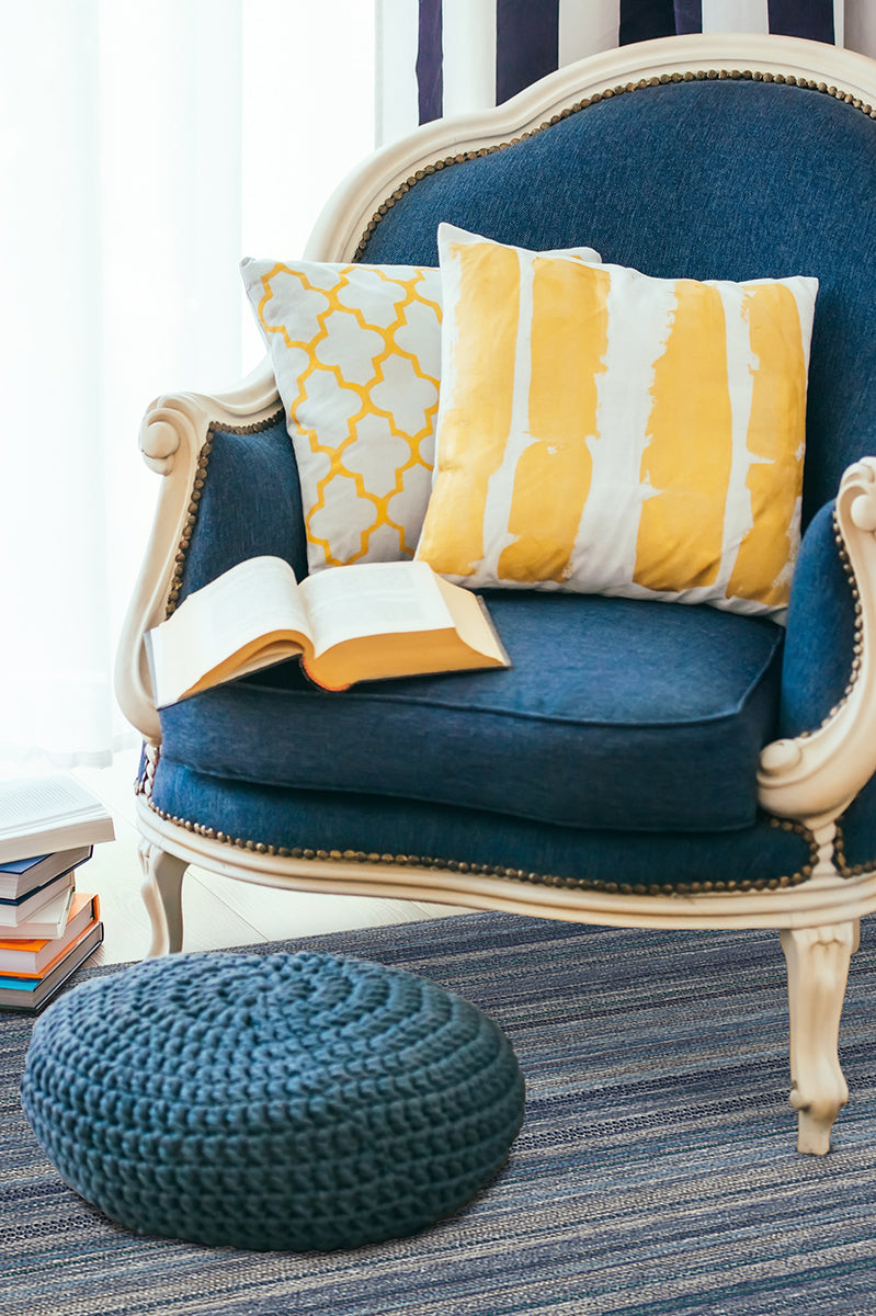 Multi Stripe Blue Flatwoven Rug