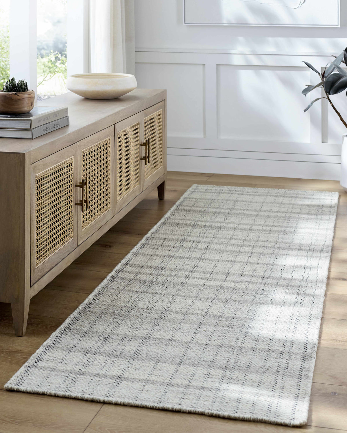Nissa Blue Gray Checkered Area Rug - Clearance