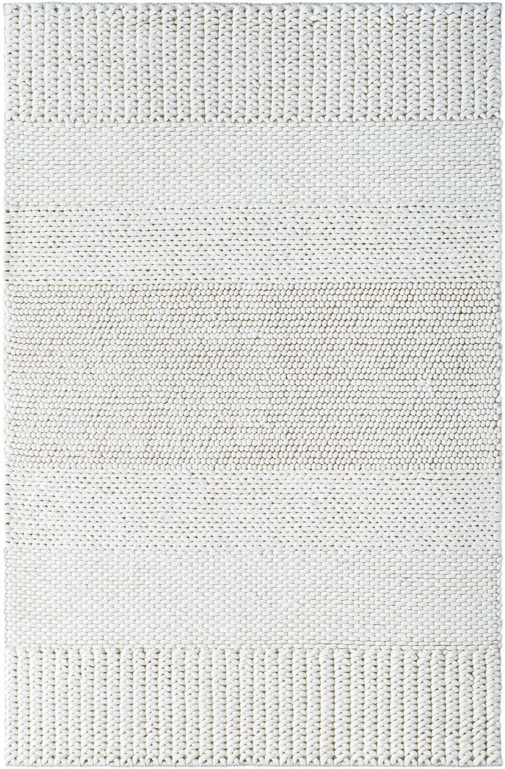 Ivaryn Ivory Subtle Linear Textured Wool Handmade Area Rug
