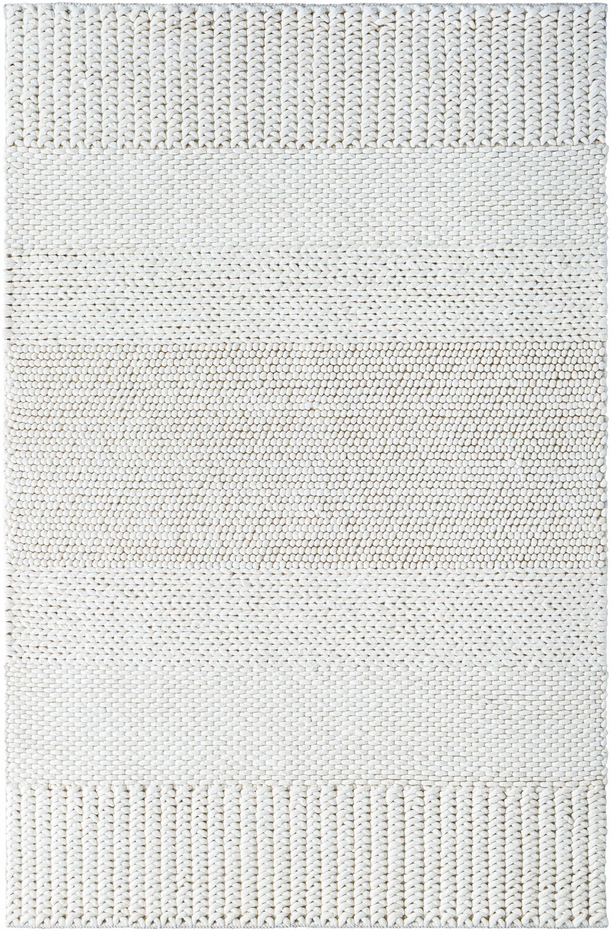 Ivaryn Ivory Subtle Linear Textured Wool Handmade Area Rug