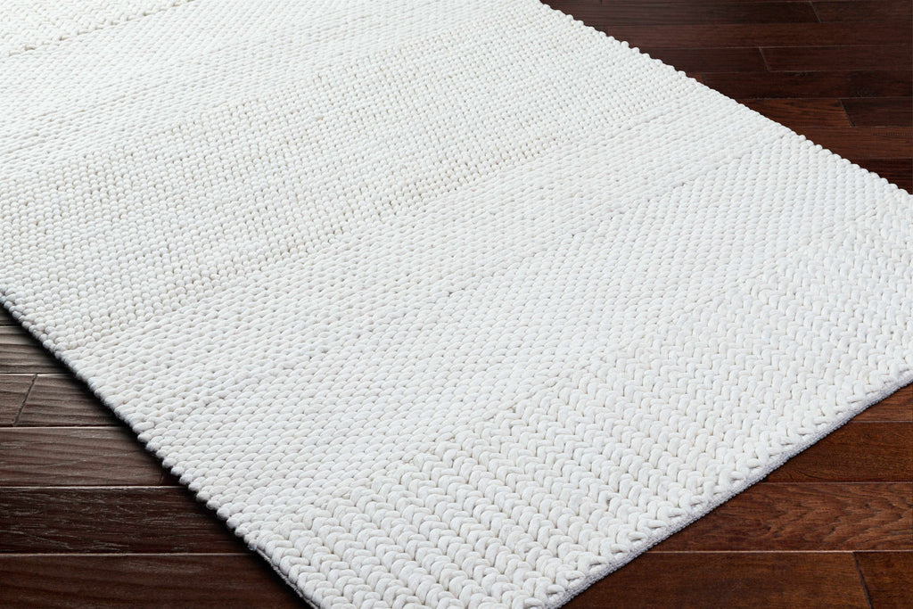 Ivaryn Ivory Subtle Linear Textured Wool Handmade Area Rug