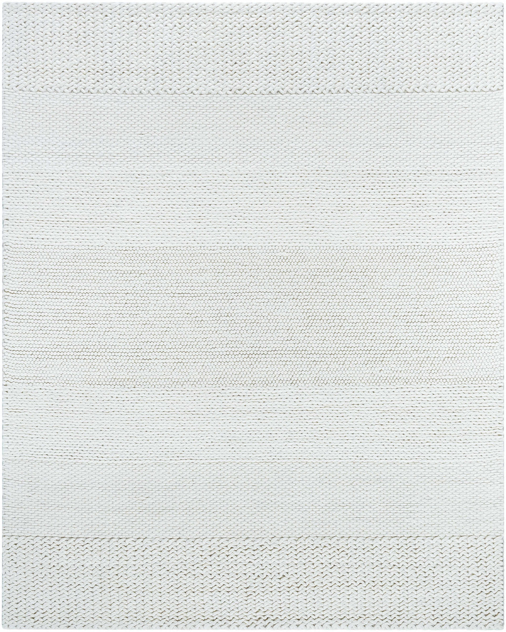 Ivaryn Ivory Subtle Linear Textured Wool Handmade Area Rug