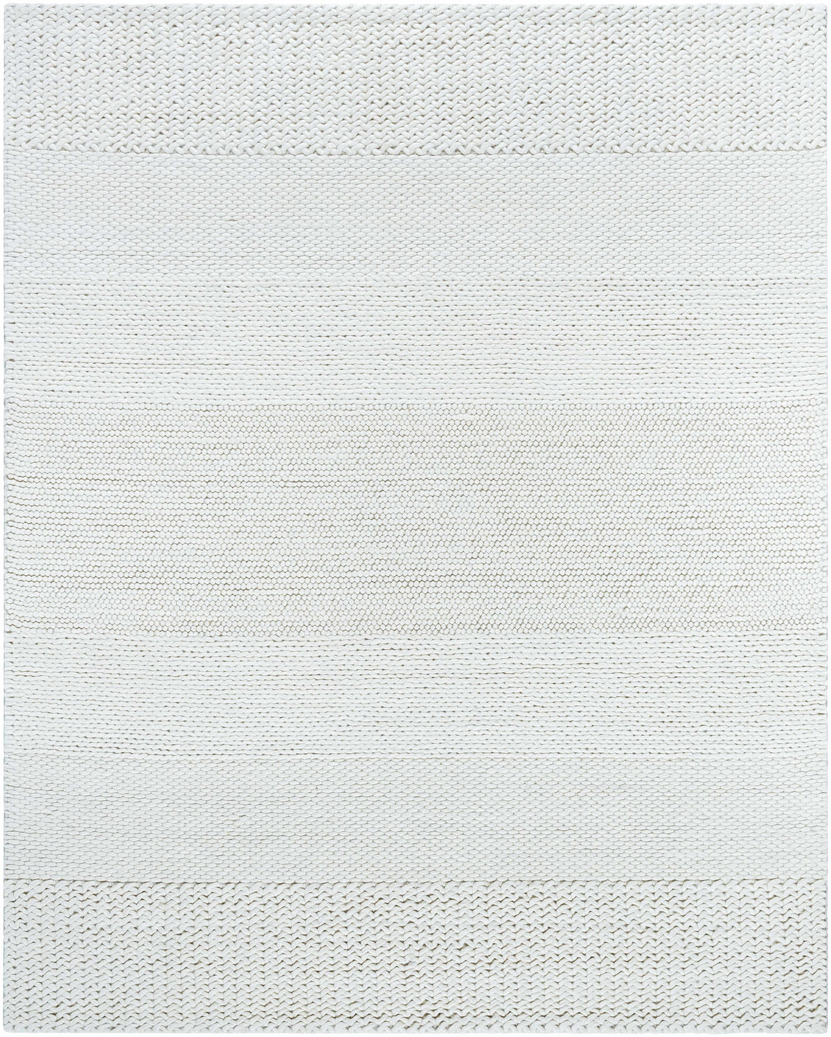 Ivaryn Ivory Subtle Linear Textured Wool Handmade Area Rug