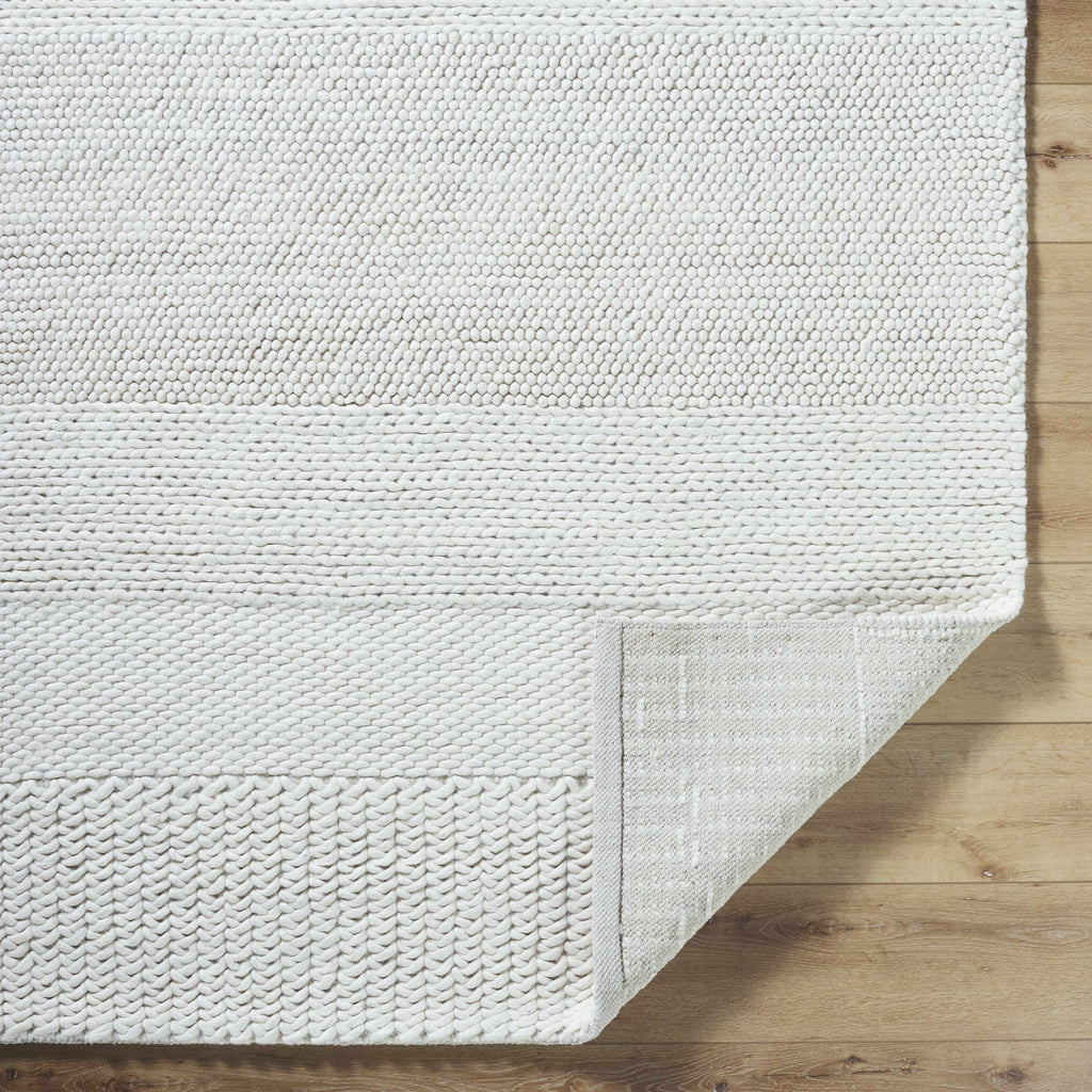 Ivaryn Ivory Subtle Linear Textured Wool Handmade Area Rug
