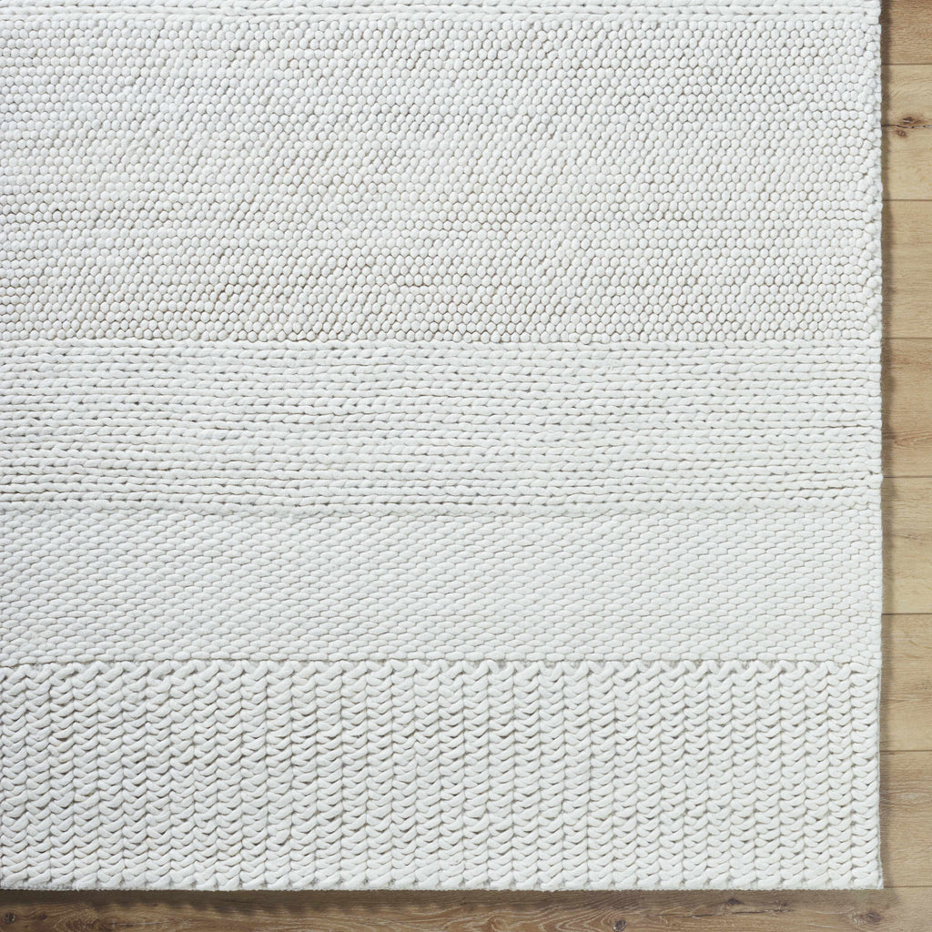 Ivaryn Ivory Subtle Linear Textured Wool Handmade Area Rug