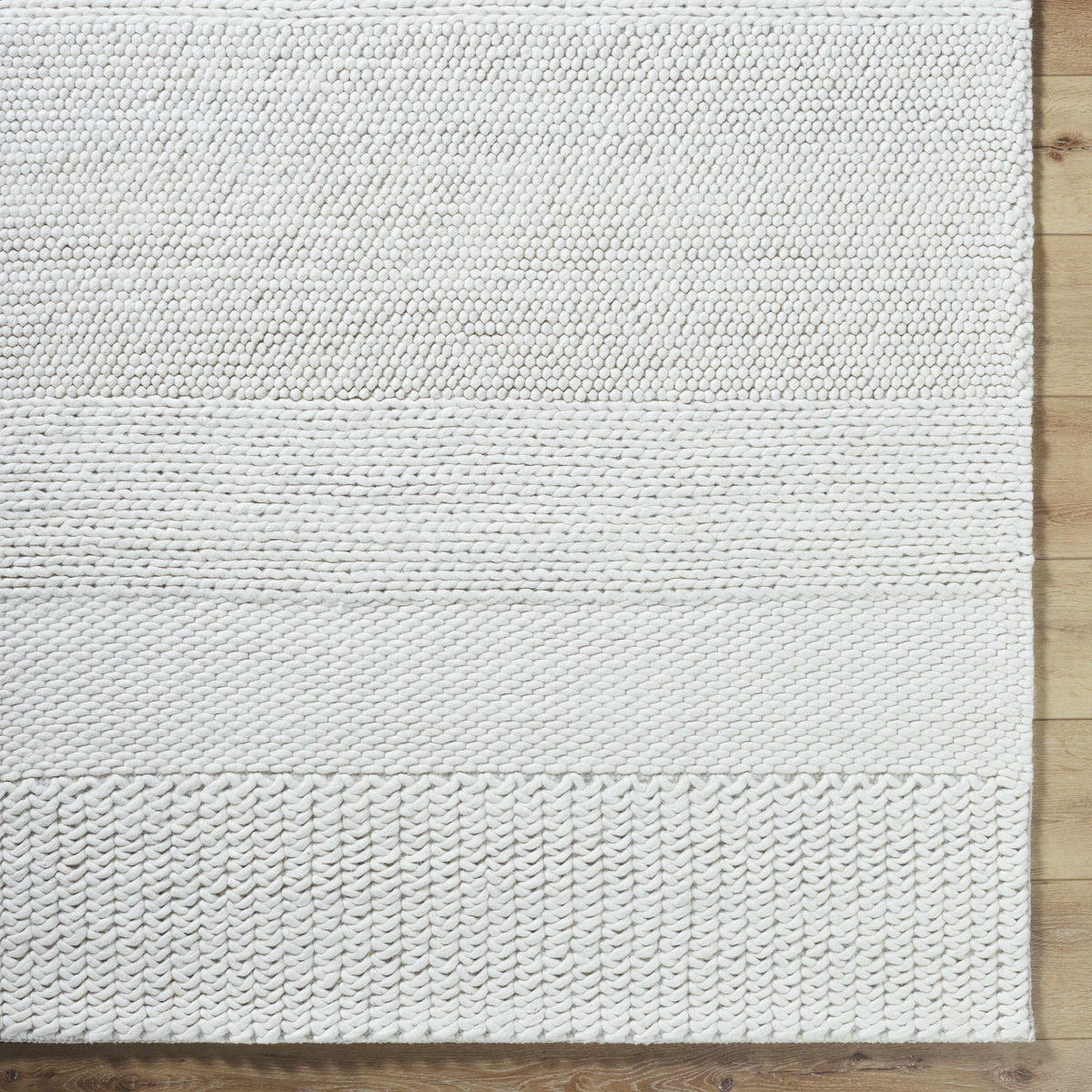 Ivaryn Ivory Subtle Linear Textured Wool Handmade Area Rug